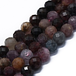 Natural Spinel Beads Strands, Faceted(64 Facets), Round, Colorful, 7mm, Hole: 0.8mm, about 58~59pcs/strand, 15.35 inch(39cm)(G-G927-18B)