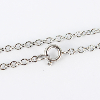 304 Stainless Steel Cable Chain Necklaces, with Spring Ring Clasps, Stainless Steel Color, 17.5 inch(44.4cm), 2mm