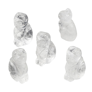 Natural Quartz Crystal Carved Healing Figurines, Reiki Energy Stone Display Decorations, Cat, 18x12~12.5x25mm