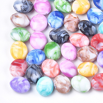 Acrylic Beads, Imitation Gemstone, Oval, Mixed Color, 22x18x10mm, Hole: 1.8mm, about 205pcs/500g
