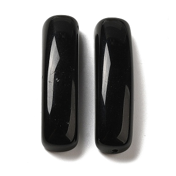 Natural Obsidian Connector Charms, Curved Rectangle Links, 36.5~37x10~10.5x7~8mm, Hole: 1.5mm & 2.4mm