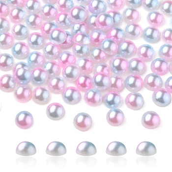 Imitation Pearl Acrylic Cabochons, Dome, Pink, 6x3mm