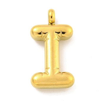 Ion Plating(IP) 304 Stainless Steel Pendants, Letter Charm, Golden, Letter I, 24.5x12.5x5.5mm, Hole: 3mm