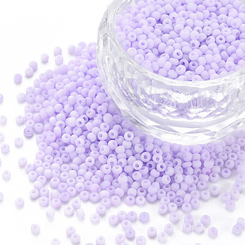 13/0 Glass Seed Beads, Macaron Color, Round Hole, Round, Lilac, 13/0, 2~2.3x1.5mm, Hole: 0.8mm, about 450g/bag