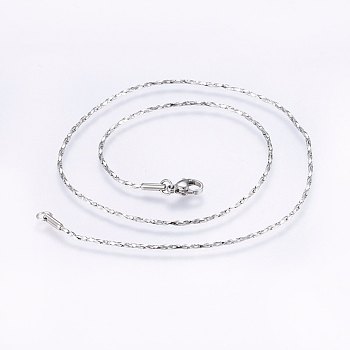 304 Stainless Steel Coreana Chain Necklaces, with Lobster Claw Clasps, Stainless Steel Color, 16.9 inch(43cm), 1.4mm