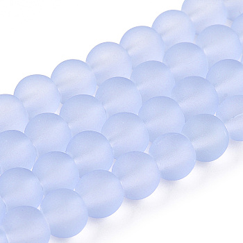 Lilac Frosted Round Transparent Glass Bead Strands, 6mm, Hole: 1.3~1.6mm, about 140pcs/strand, 31.4 inch