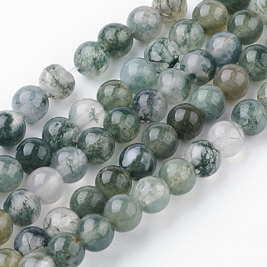 4mm Round Moss Agate Beads