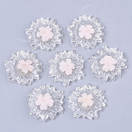 Transparent Clear Epoxy Resin Cabochons, with Dried Flower Inside, Flower, Pink, 32~35x6mm(CRES-N025-02A)