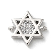Rack Plating Brass Micro Pave Clear Cubic Zirconia Connector Charms, Star of David Links, Long-Lasting Plated, Lead Free & Cadmium Free, Platinum, 10.5x10x2mm, Hole: 1mm(KK-K332-37P)