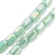Glass Beads Strands, AB Color Plated, Faceted Column, Medium Aquamarine, 6x4mm, Hole: 0.8mm, about 80pcs/strand, 20.08''~20.47''(51~52cm)(EGLA-P052-03C-01)