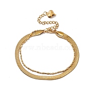 316 Stainless Steel Column Link & Herringbone Chains Multi-strand Bracelet, Double-Layer Bracelet for Men Women, Golden, 6-7/8 inch(17.5cm)(BJEW-G655-04G)