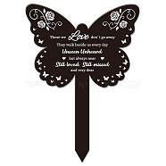 Acrylic Garden Stake, Ground Insert Decor, for Yard, Lawn, Garden Decoration, Butterfly with Memorial Words, Flower, 205x145mm(AJEW-WH0364-004)
