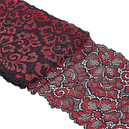 Polyester Lace Flower Fabric, for Clothing Accessories, FireBrick, 18.3x0.02cm(DIY-WH0034-95A)