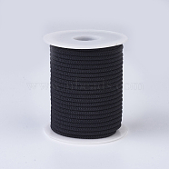 Nylon Threads, Milan Cords/Twisted Cords, Black, 3mm, about 21.87 yards(20m)/roll(NWIR-P018-16)