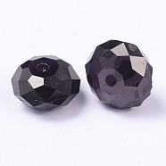 Imitated Austria Crystal Faceted Resin Beads, Flat Round, Black, 8x5mm, hole: 1mm(X-D037S0N1)