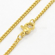 Unisex Casual Style 304 Stainless Steel Curb Chain Necklaces, with Lobster Claw Clasps, Golden, 19.7 inch(50cm)(STAS-O037-54G)