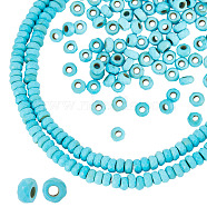2 Strands Faceted Rondelle Synthetic Turquoise Beads Strands, Dyed, Turquoise, 4x2mm, Hole: 1mm, about 166pcs/strand, 15.70 inch(39.88cm)(TURQ-AR0001-38)