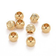 Eco-Friendly Brass Cat Eye Beads, Large Hole Beads, Long-Lasting Plated, Lead Free & Cadmium Free, Real 24K Gold Plated, 8x6mm, Hole: 4mm(KK-M225-25G-B)