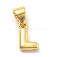 Brass Charms, Real 18K Gold Plated, Long-Lasting Plated, Lead Free & Cadmium Free, Letter Charm, Letter L, 9.5x6x2.5mm, Hole: 5x3.5mm(KK-Z027-14G-L)
