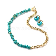 Synthetic Turquoise Chip Beads Jewelry Set, Gemstone Beaded Necklace and Drop Huggie Hoop Earrings for Women, Light Gold, 16.73 inch(42.5cm), 20mm, Pin: 1mm(SJEW-JS01223-03)