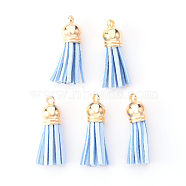 Faux Suede Tassel Pendant Decorations, with CCB Plastic Cord Ends, Light Gold, 33~35x10mm, Hole: 2.5mm(X-FIND-R095-012LG)