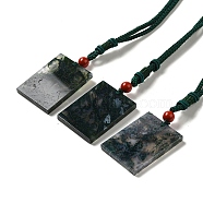 Natural Moss Agate Necklaces, Rectangle, 24.80 inch(63cm)(NJEW-K262-01)