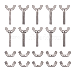 Spritewelry 20Pcs 2 Style 304 Stainless Steel Screws & Nuts, Butterfly, Stainless Steel Color, 1.3~4.5x2.5~2.6x1.15cm, 10pcs/style(FIND-SW0001-06B)