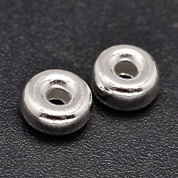Flat Round 925 Sterling Silver Spacer Beads, Silver, 3.2x1.8mm, Hole: 1.2mm, about 392pcs/20g(STER-F019-01A)