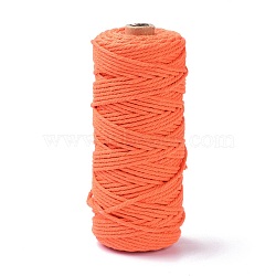 Cotton String Threads, for DIY Crafts, Gift Wrapping and Jewelry Making, Coral, 3mm, about 109.36 Yards(100m)/Roll(OCOR-F014-01H)