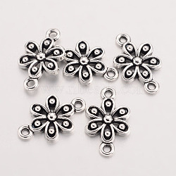 Tibetan Style Alloy Flower Links connectors, Cadmium Free & Lead Free, Antique Silver, 17.6x10.6x2.5mm, Hole: 1.5mm(X-TIBE-Q037-009-RS)