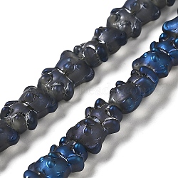 Electroplate Glass Beads Strands, Frosted, Bear, Prussian Blue, 15x11.5x9mm, Hole: 1mm, about 45pcs/strand, 25.59''(65cm)(EGLA-Q127-A02-01E)
