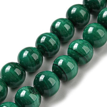 Natural Malachite Beads Strands, Round, 8mm, Hole: 1mm, about 50pcs/strand, 15.7 inch