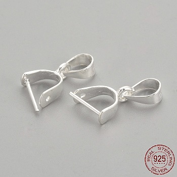 925 Sterling Silver Pendants, Ice Pick & Pinch Bails, with 925 Stamp, Silver, 15mm, Hole: 5mm, Pin: 0.5mm