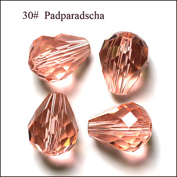 Imitation Austrian Crystal Beads, Grade AAA, Faceted, Drop, Light Salmon, 8x10mm, Hole: 0.9~1mm