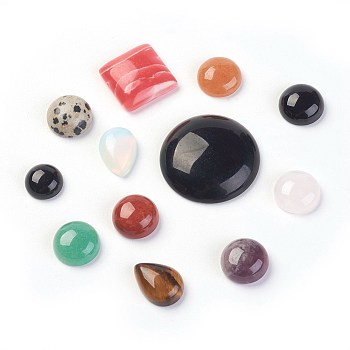 Natural & Synthetic Gemstone Cabochons, Mixed Stone, Mixed Shapes, Mixed Color, 16~38x10~28x4~8mm
