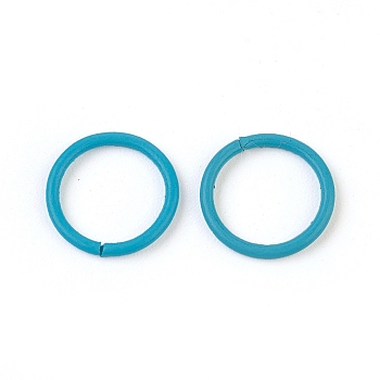 Iron Jump Rings, Open Jump Rings, Sky Blue, 18 Gauge, 10x1mm, Inner Diameter: 8mm