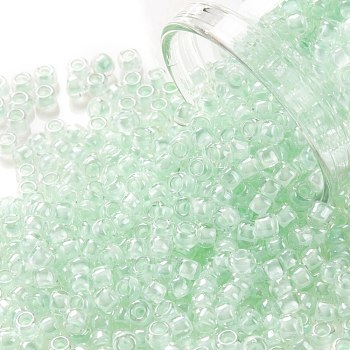 TOHO Round Seed Beads, Japanese Seed Beads, (1065) Mint Lined Crystal, 8/0, 3mm, Hole: 1mm, about 222pcs/bottle, 10g/bottle