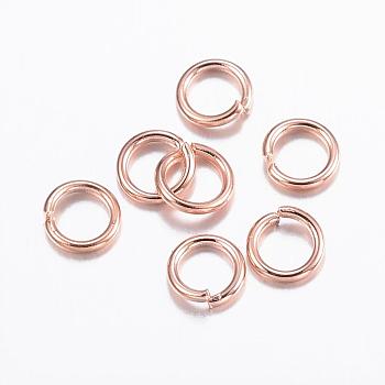 304 Stainless Steel Jump Rings, Open Jump Rings, Rose Gold, 21 Gauge, 4.5x0.7mm, Inner Diameter: 3.1mm