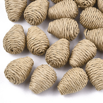 Handmade Woven Decorations, Paper Imitation Raffia Covered with Wood, Vase, BurlyWood, 23~24x17~18mm