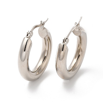 304 Stainless Steel Huggie Hoop Earrings for Women, Stainless Steel Color, 31x30.5x5mm