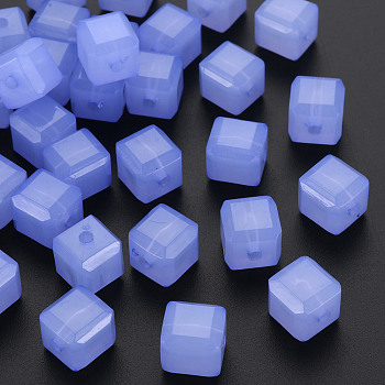 Imitation Jelly Acrylic Beads, Cube, Medium Slate Blue, 11.5x11x11mm, Hole: 2.5mm, about 528pcs/500g