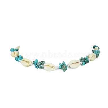 Natural Shell & Synthetic Turquoise Chip Beaded Necklace for Girl Women(NJEW-TA00115)-2