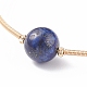 Natural Pearl & Lapis Lazuli Round Beaded Wrap Cuff Bangle(BJEW-JB07923-02)-4