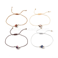 Round Gemstone Braided Bead Bracelet, Adjustable Bracelet for Women, Inner Diameter: 3/8~3-1/4 inch(1~8.3cm)(BJEW-JB07966)
