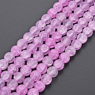 Crackle Glass Beads Strands, Dyed & Heated, Frosted, Round, Orchid, 6mm, Hole: 1mm, about 65~68pcs/strand, 15.35~15.75 inch(39~40cm)(GLAA-S192-D-007D)