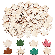 Unfinished Wood Maple Leaf Shape Cutouts, Wheat, 2.65~2.9x2.9~3x0.25cm, about 100pcs/bag(DIY-WH0034-99)