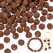 Elite 100Pcs Pave Disco Ball Beads, Polymer Clay Rhinestone Beads, Round, Coffee, PP13(1.9~2mm), 6 Rows Rhinestone, 10mm, Hole: 1.5mm(RB-PH0001-25D)