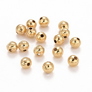 Eco-Friendly Brass Beads, Long-Lasting Plated, Lead Free & Cadmium Free, Round, Real 24K Gold Plated, 5mm, Hole: 1.2mm(KK-M225-22G-D)