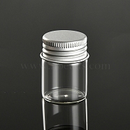 Glass Bead Containers with Siliver Color Screw Top Lid, Column Dispensing Bottles, Clear, 3x4cm(PW-WG70826-02)