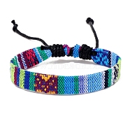 Cloth Rope Braided Flat Cord Bracelet, Ethnic Tribal Adjustable Bohemia Bracelet, Light Blue, 7-1/8 inch(18cm)(PW-WG88858-04)